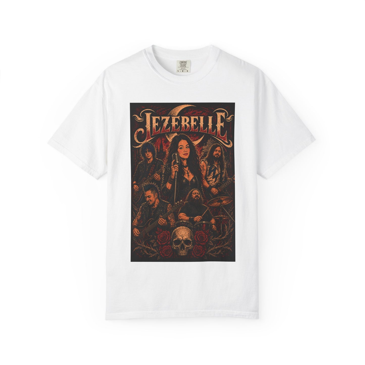 Jezebelle Band Poster T-shirt | Dark Gothic Skull Artwork