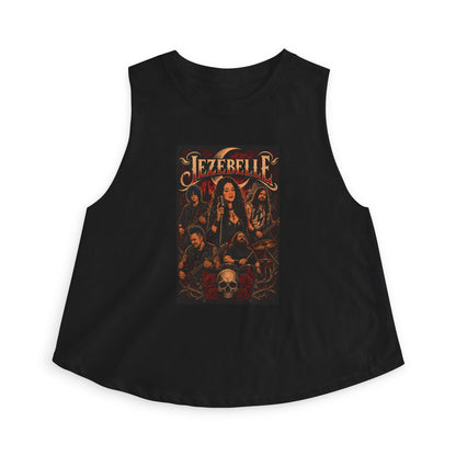 Jezebelle Rock Band Crop Top — Gothic Skull & Rose Concert Graphic